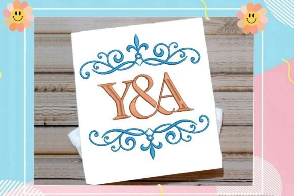 Blue Scroll Split Monogram Y