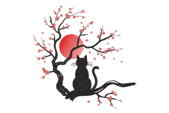 Cat Under Cherry Blossom Tree