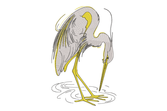 Elegant Heron Outline