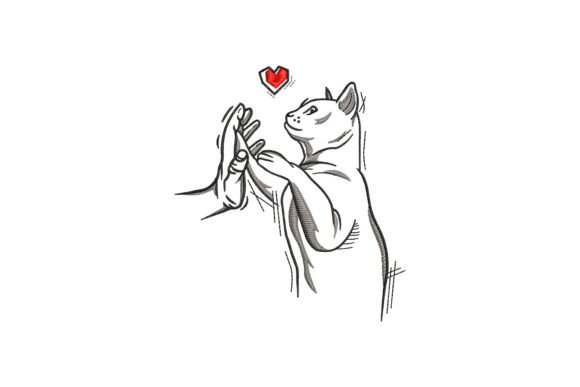 Minimalist Cat Human High Five
