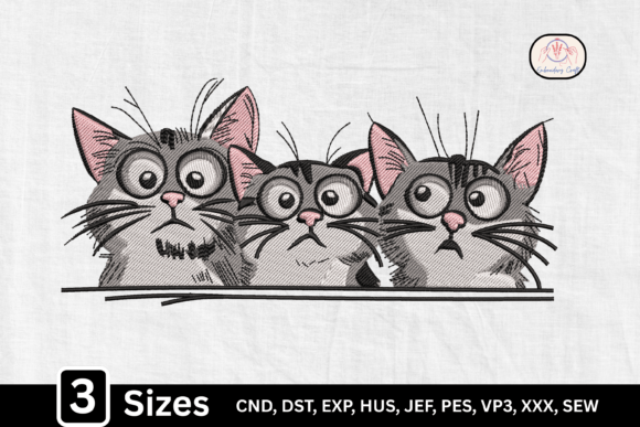 Three Curious Peeking Cats